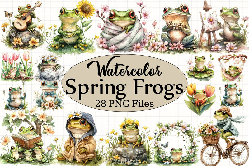 Spring Frogs Clipart Bundle - CraftNest - Digital Crafting and Art
