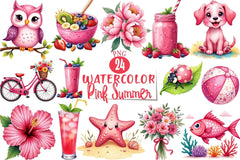 Pink Summer Clipart Bundle 7 - CraftNest - Digital Crafting and Art