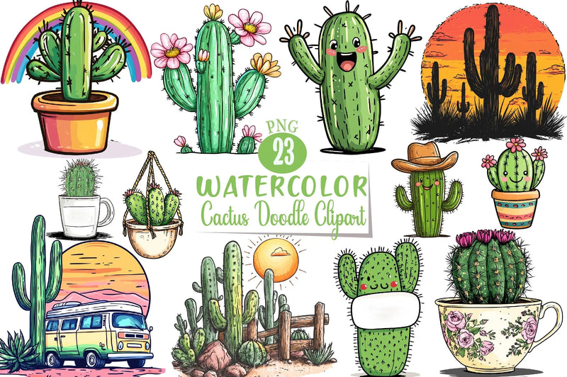 Cactus Doodle Clipart Bundle - CraftNest - Digital Crafting and Art