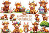 Easter Highland Cow Clipart Bundle