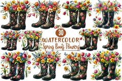 Spring Boots Flowers Clipart Bundle - CraftNest - Digital Crafting and Art