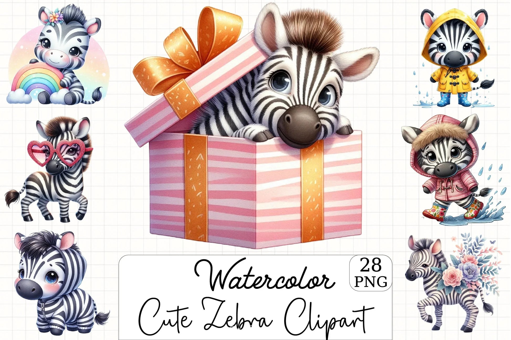 Cute Zebra Clipart Bundle - CraftNest - Digital Crafting and Art