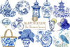 Blue Chinoiserie Summer Clipart Bundle
