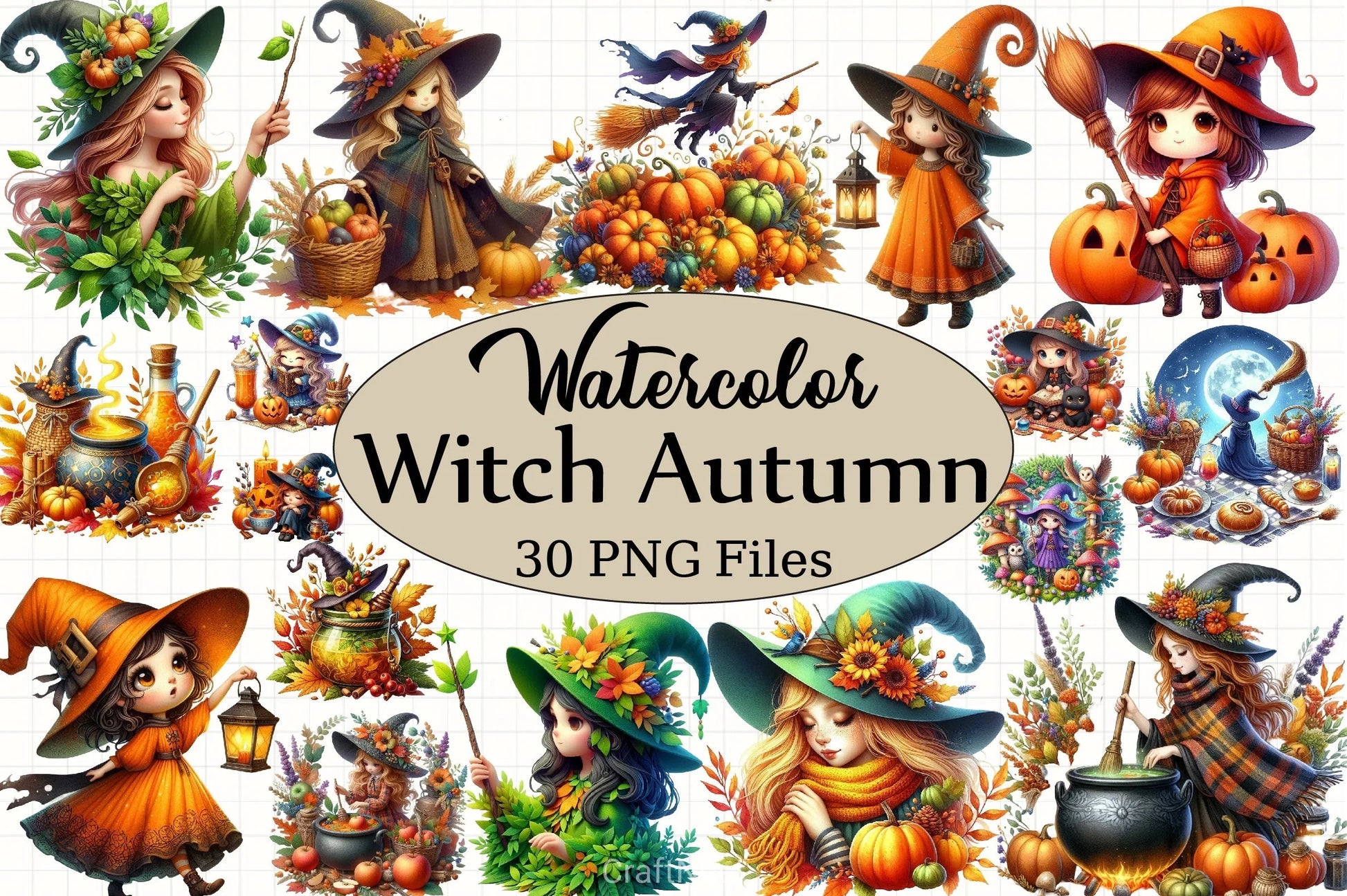 Witch Autumn Clipart Bundle 1 - CraftNest - Digital Crafting and Art