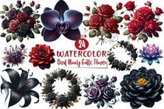 Dark Moody Gothic Flowers Clipart Bundle 1 - CraftNest - Digital Crafting and Art