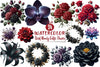 Dark Moody Gothic Flowers Clipart Bundle