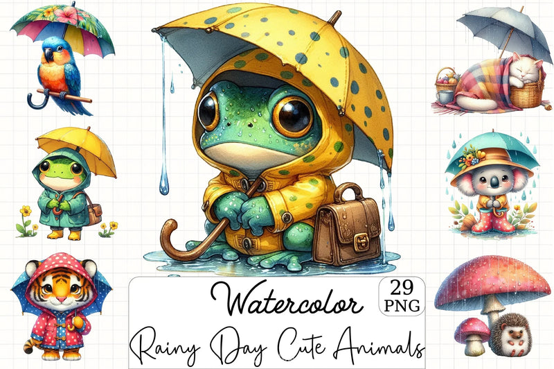 Rainy Day Animals Clipart Bundle - CraftNest - Digital Crafting and Art