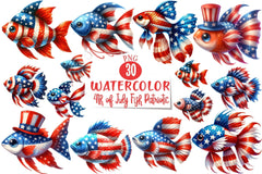 Patriotic Fish Clipart Bundle - CraftNest - Digital Crafting and Art
