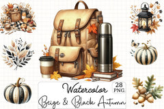 Beige & Black Autumn Clipart Bundle 2 - CraftNest - Digital Crafting and Art