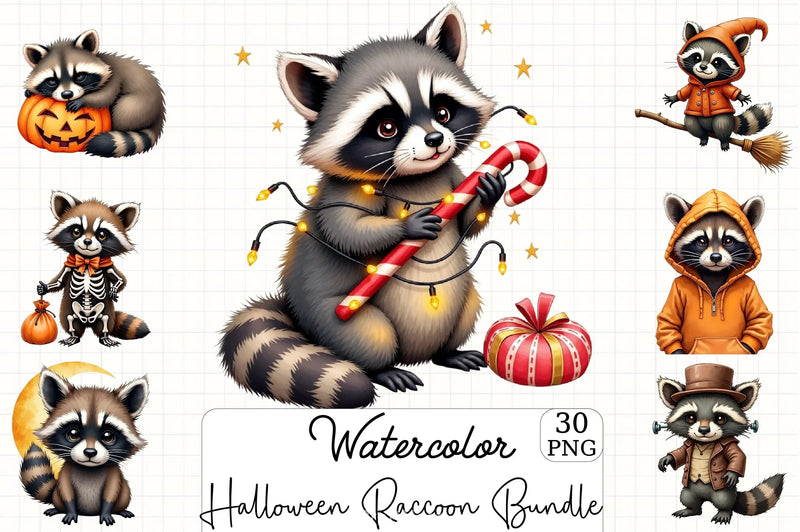 Halloween Raccoon Clipart Bundle 5 - CraftNest - Digital Crafting and Art