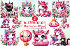 Cute Unicorn Clipart Bundle 16 - CraftNest - Digital Crafting and Art