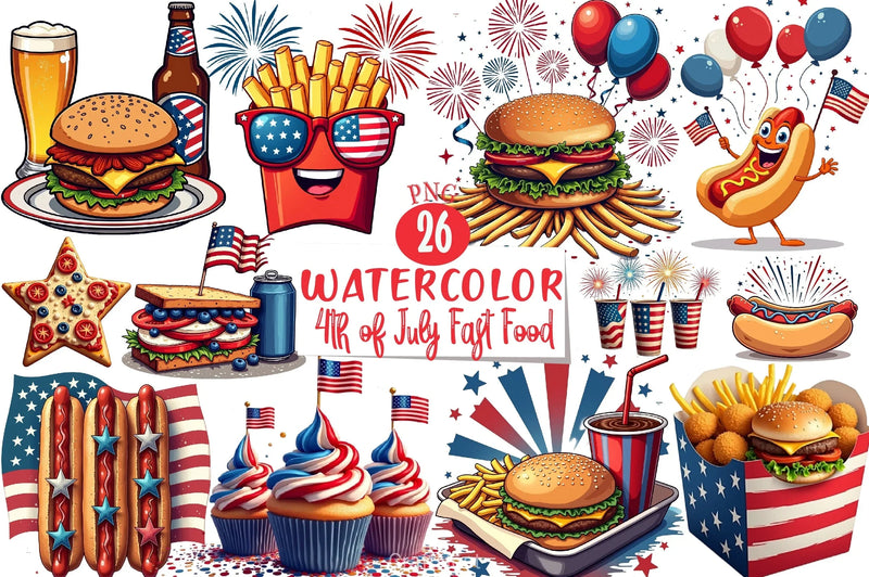4th of July Fast Food Clipart Bundle - CraftNest - Digital Crafting and Art