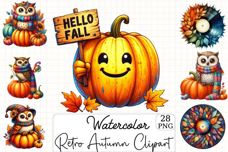 Retro Autumn Clipart Bundle 7 - CraftNest - Digital Crafting and Art