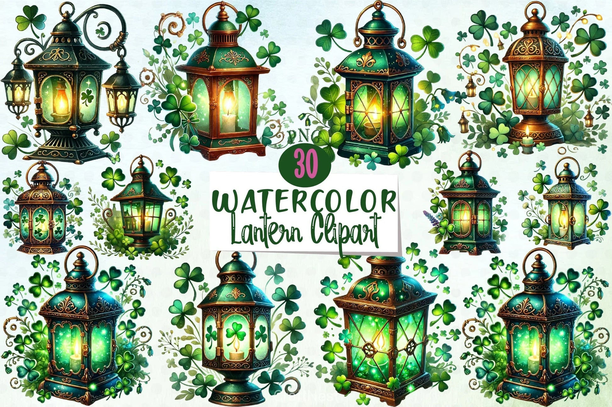St. Patrick's Day Lantern Clipart Bundle - CraftNest - Digital Crafting and Art