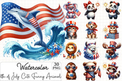 4th of July Funny Animals Clipart Bundle 4 - CraftNest - Digital Crafting and Art