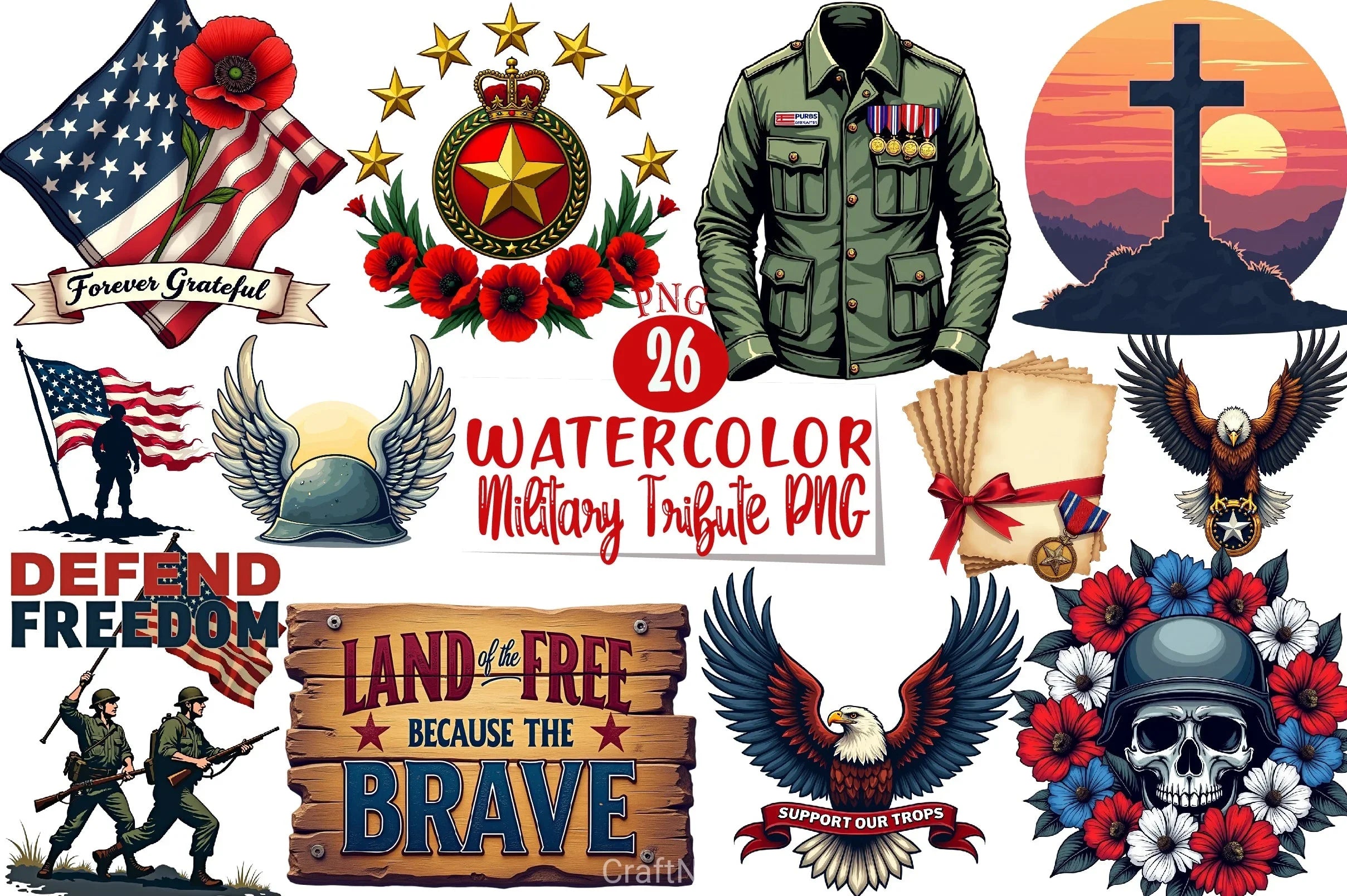 Military Tribute Clipart Bundle 1 - CraftNest - Digital Crafting and Art