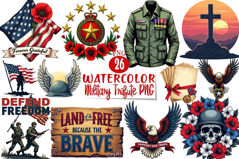 Military Tribute Clipart Bundle 1 - CraftNest - Digital Crafting and Art