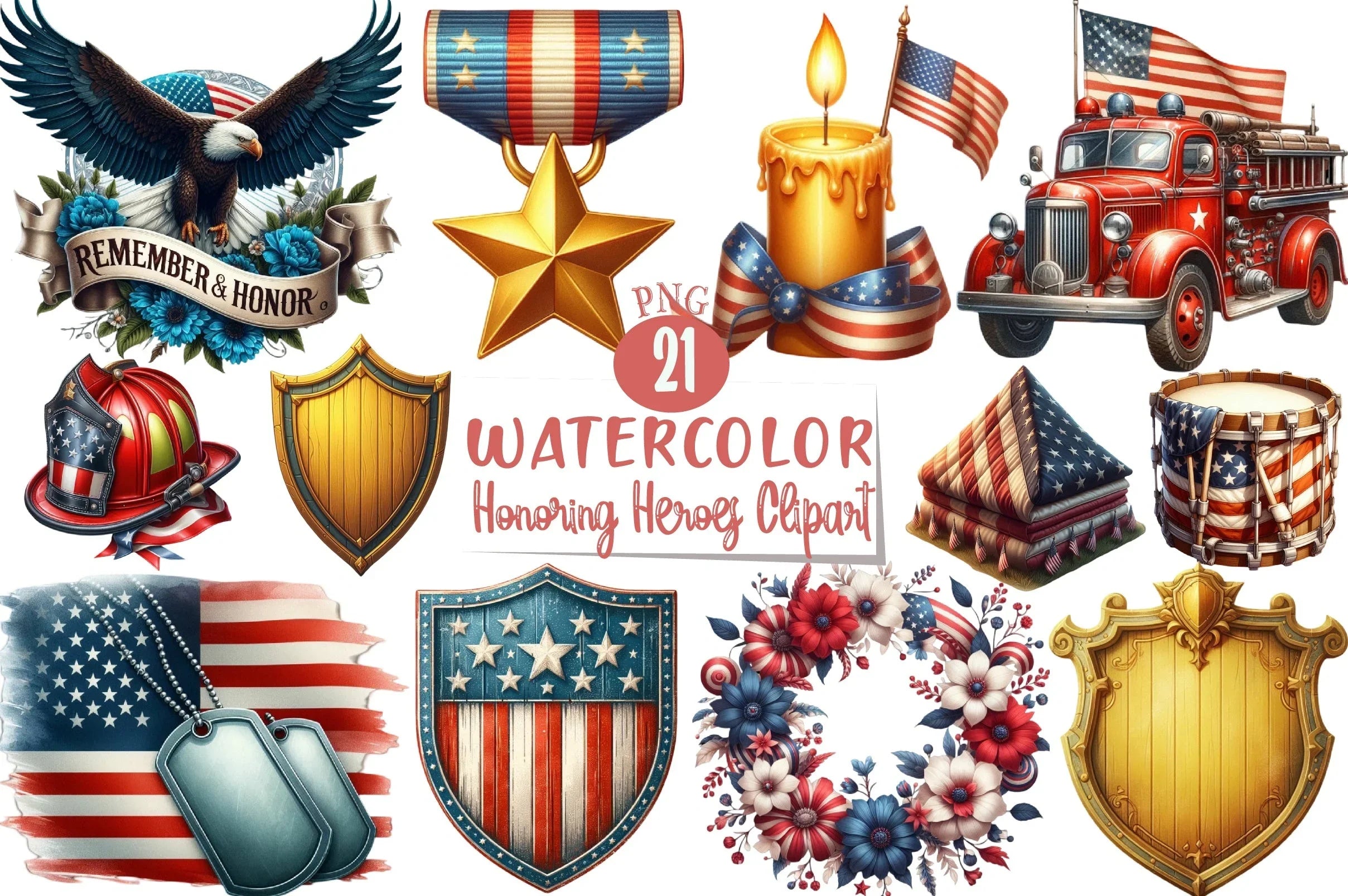 Honoring Heroes Clipart Bundle 5 - CraftNest - Digital Crafting and Art