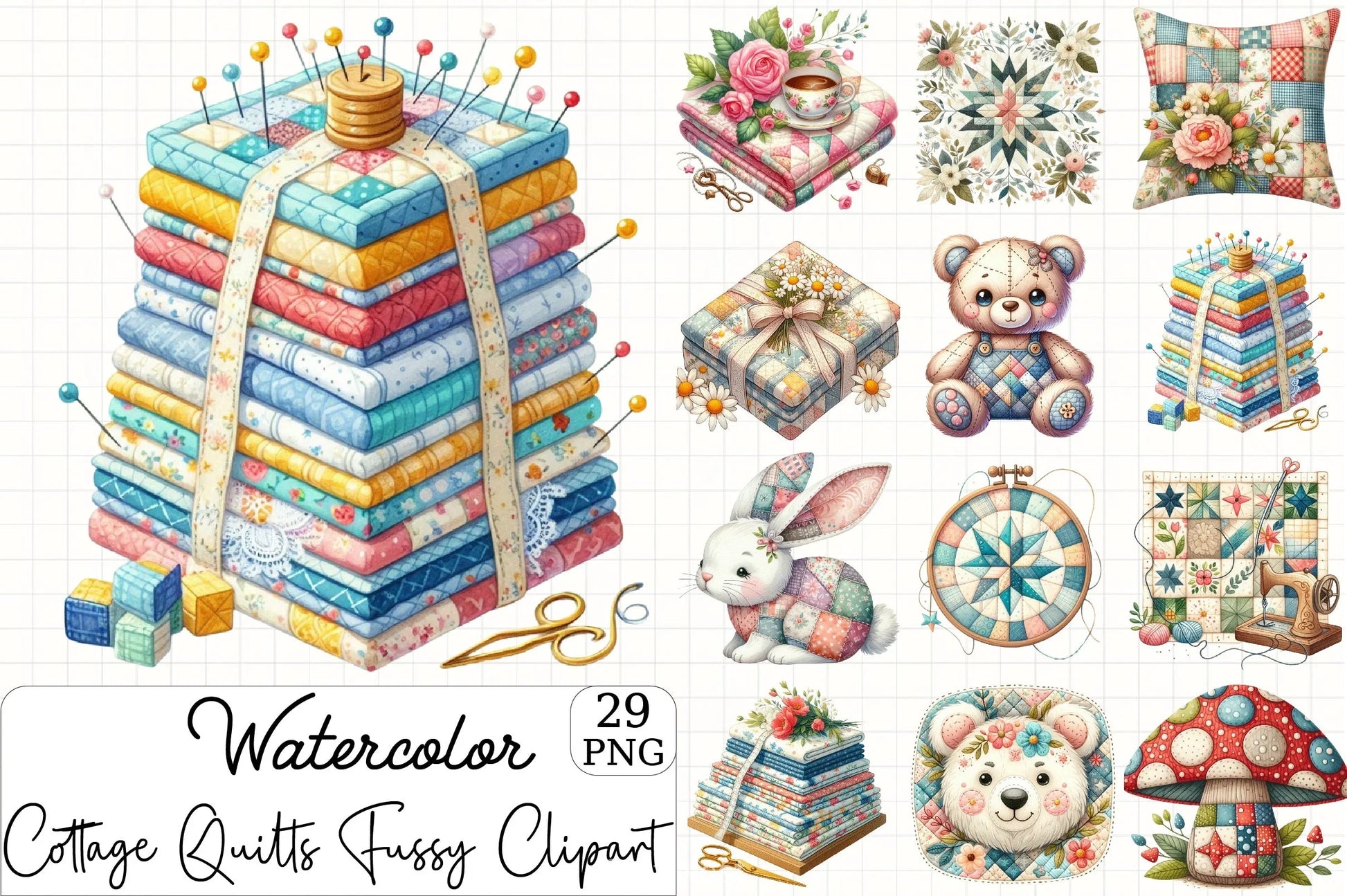 Cottage Quilts Clipart Bundle 4 - CraftNest - Digital Crafting and Art