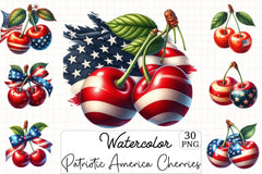 Patriotic America Cherries Clipart Bundle - CraftNest - Digital Crafting and Art