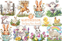 Cute Spring Farm Animals Clipart Bundle - CraftNest - Digital Crafting and Art