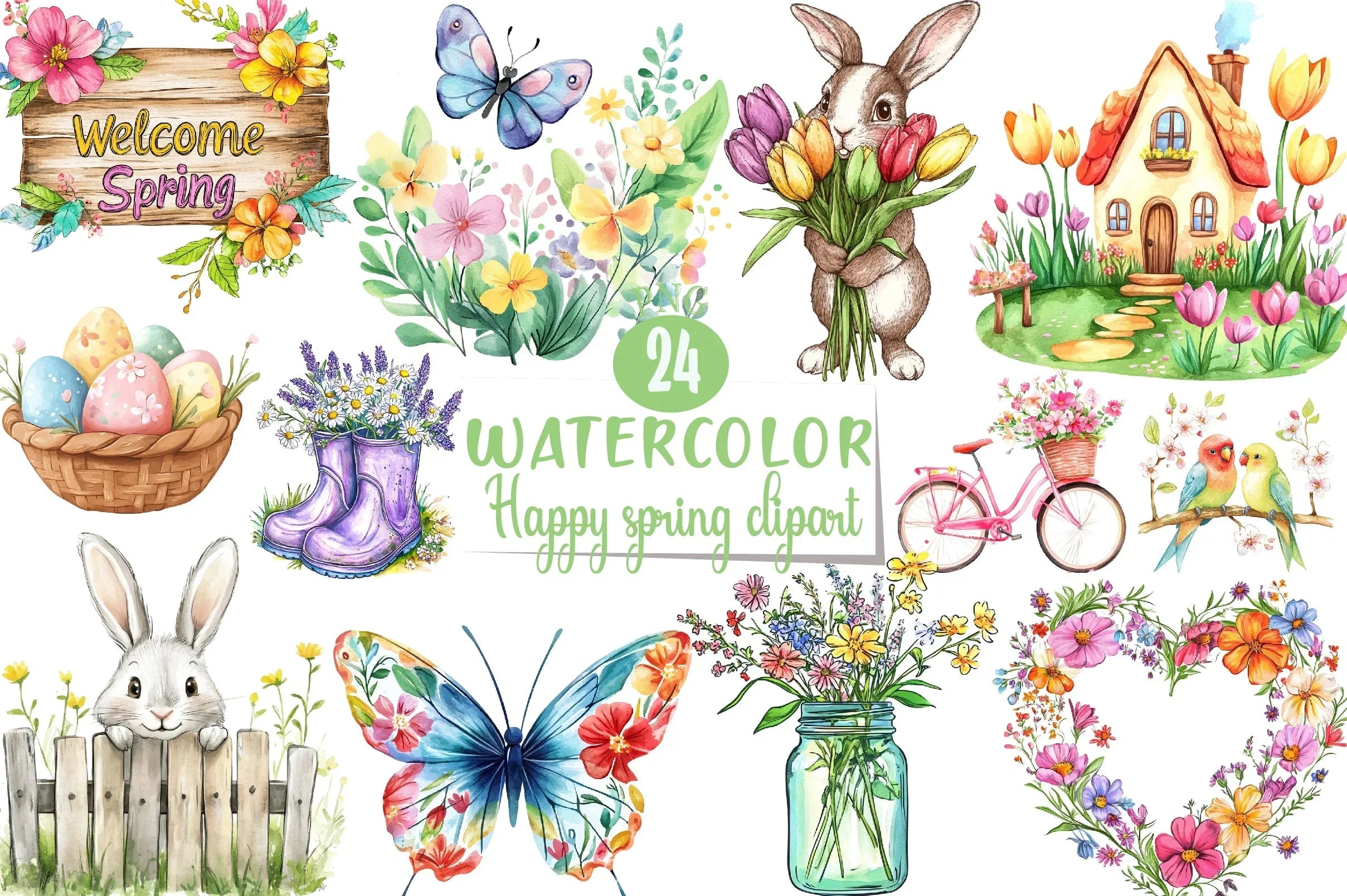 Happy Spring Clipart Bundle - CraftNest - Digital Crafting and Art