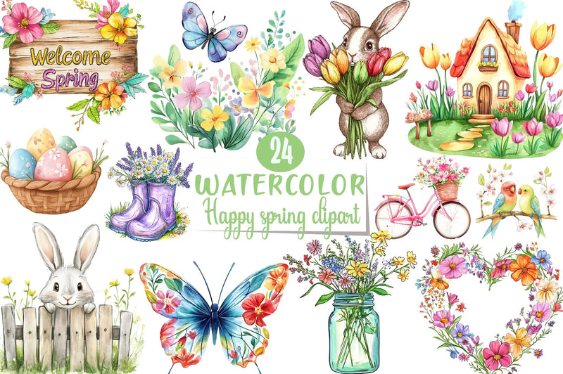 Happy Spring Clipart Bundle - CraftNest - Digital Crafting and Art