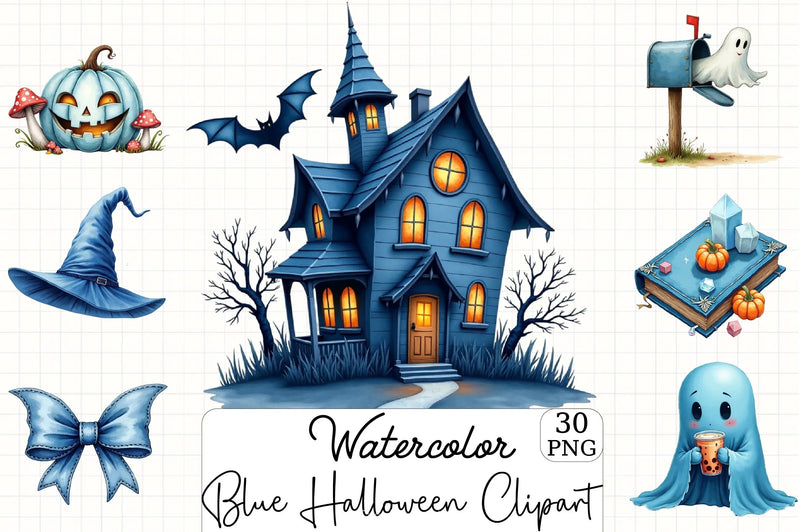 Blue Halloween Clipart Bundle 1 - CraftNest - Digital Crafting and Art