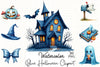 Blue Halloween Clipart Bundle