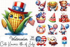 Kawaii 4th of July Clipart Bundle - CraftNest - Digital Crafting and Art