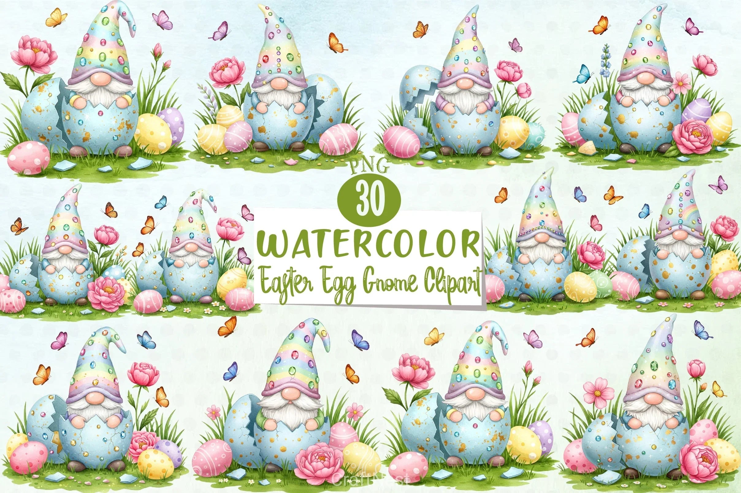 Easter Egg Gnome Clipart Bundle 2 - CraftNest - Digital Crafting and Art
