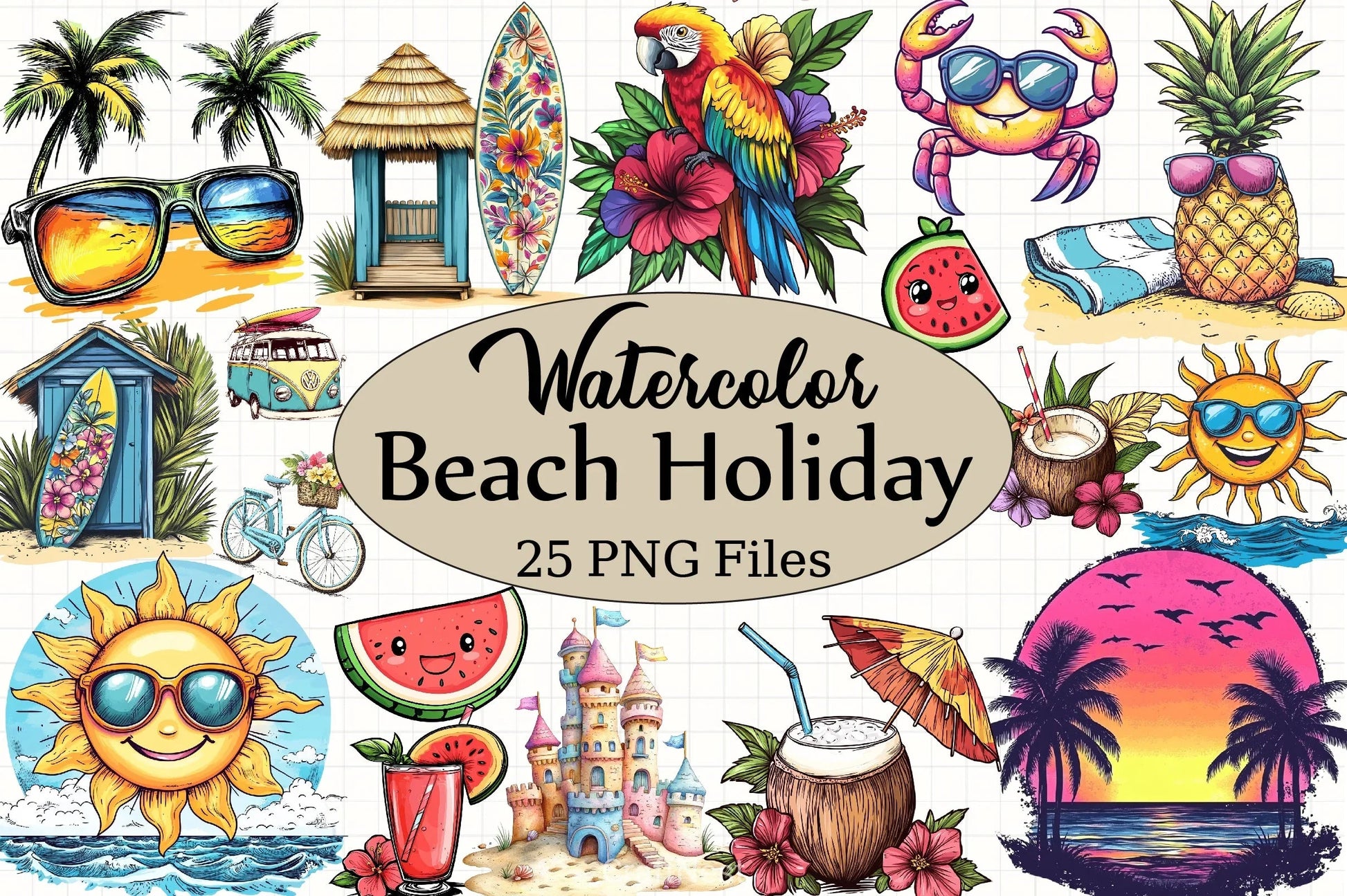 Beach Holiday Clipart Bundle 2 - CraftNest - Digital Crafting and Art