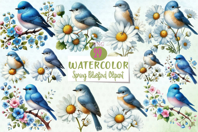 Spring Bluebird Clipart Bundle - CraftNest - Digital Crafting and Art