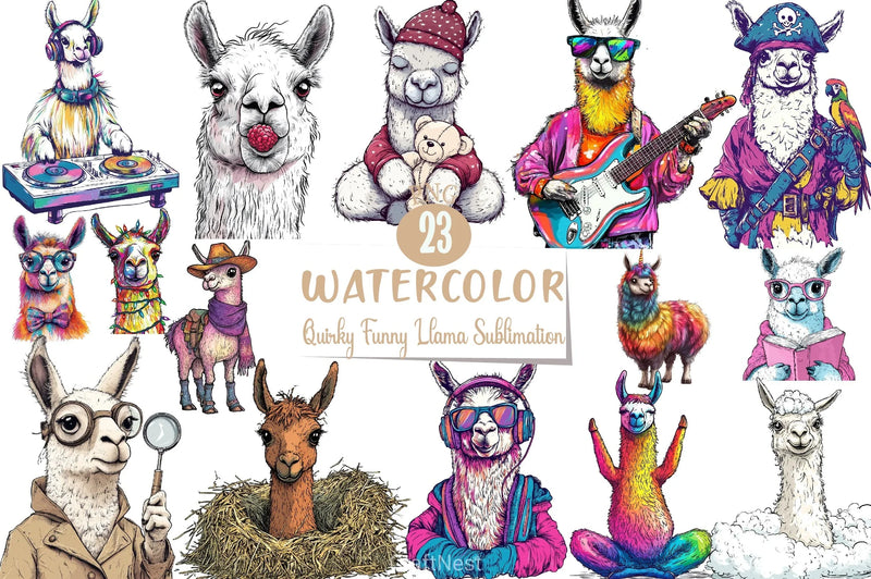 Quirky Llama Clipart Bundle - CraftNest - Digital Crafting and Art
