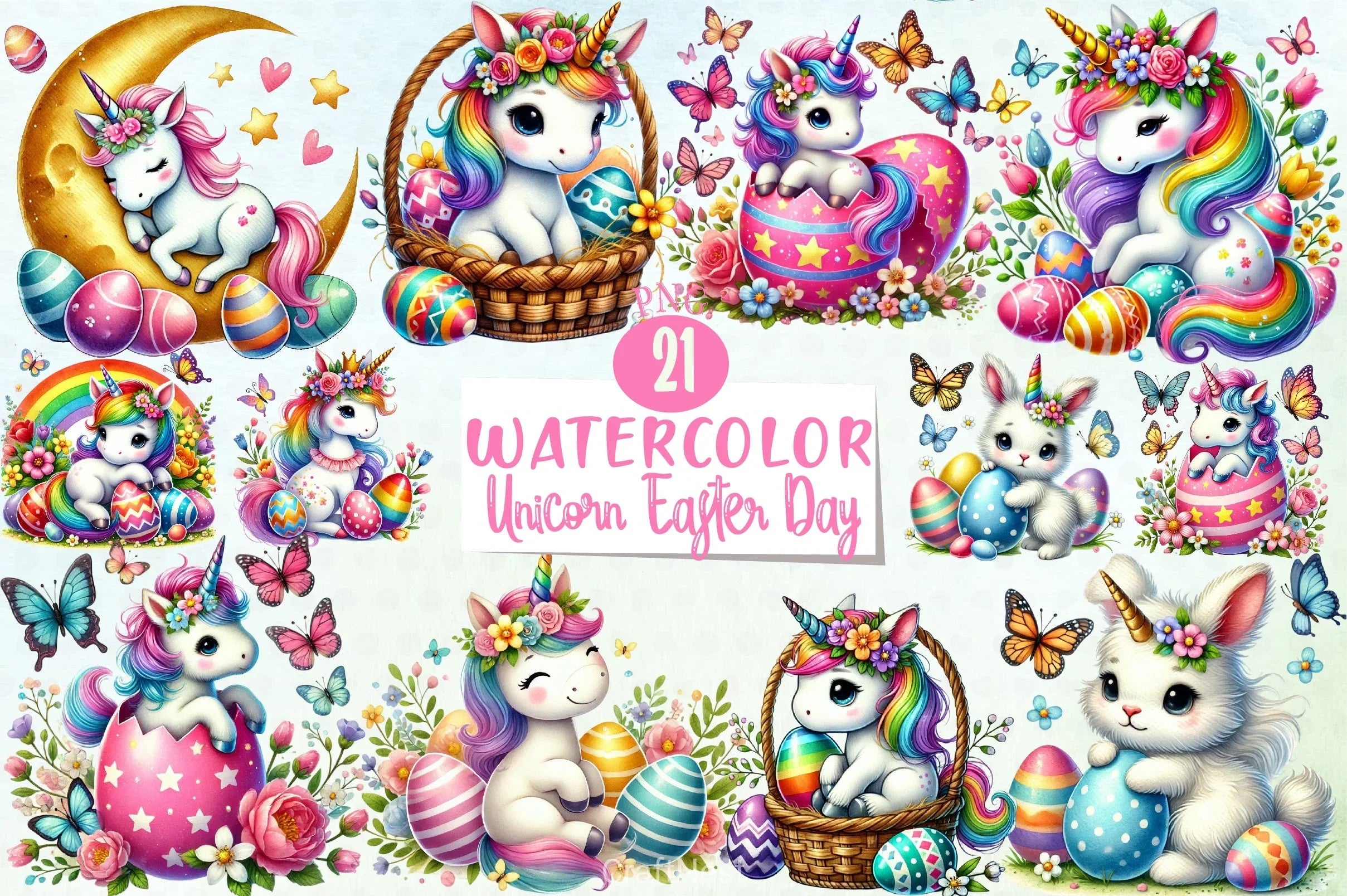 Newborn Unicorn Easter Clipart Bundle - CraftNest - Digital Crafting and Art