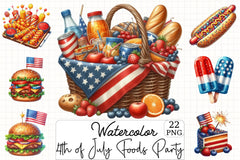 4th of July Party Foods Clipart Bundle - CraftNest - Digital Crafting and Art