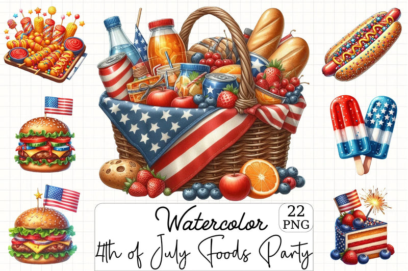 4th of July Party Foods Clipart Bundle - CraftNest - Digital Crafting and Art