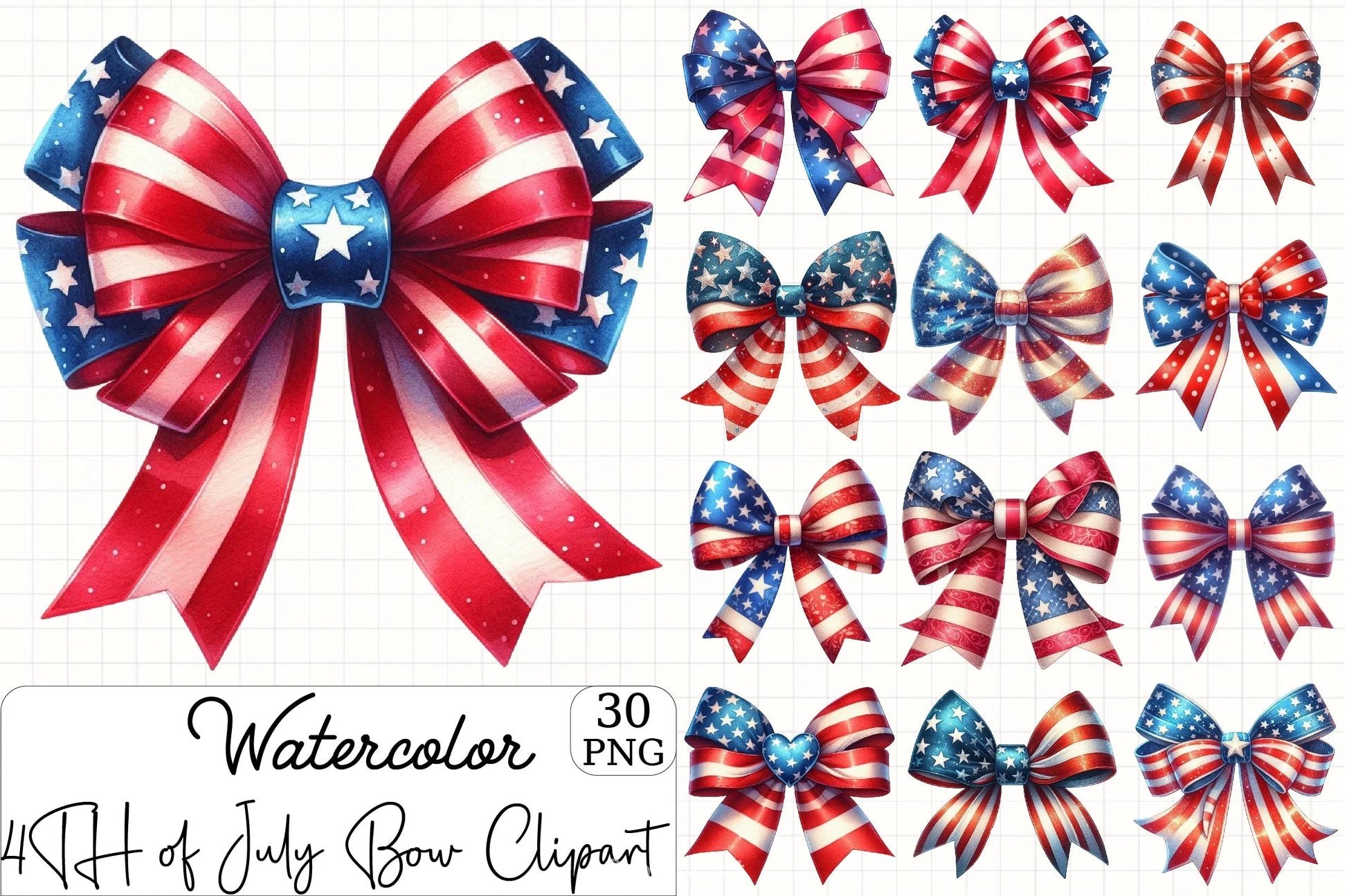 4th of July Bow Clipart Bundle 5 - CraftNest - Digital Crafting and Art