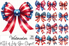 4th of July Bow Clipart Bundle 5 - CraftNest - Digital Crafting and Art