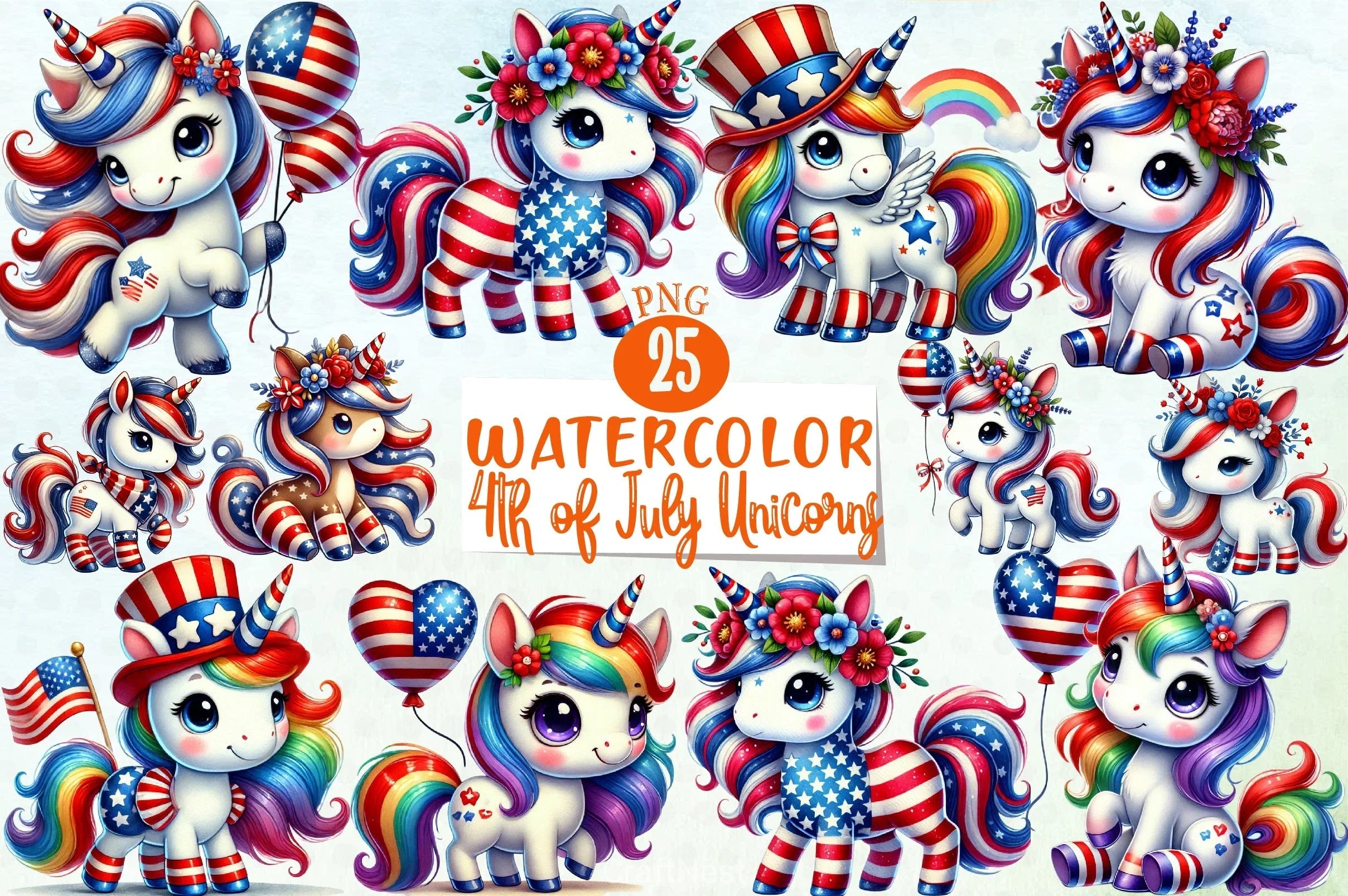 4th of July Unicorns Clipart Bundle - CraftNest - Digital Crafting and Art
