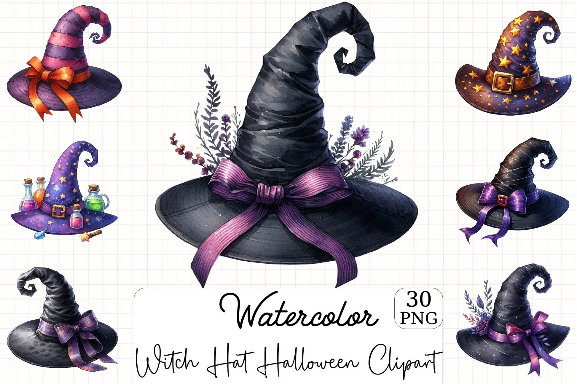Witch Hat Halloween Clipart Bundle - CraftNest - Digital Crafting and Art