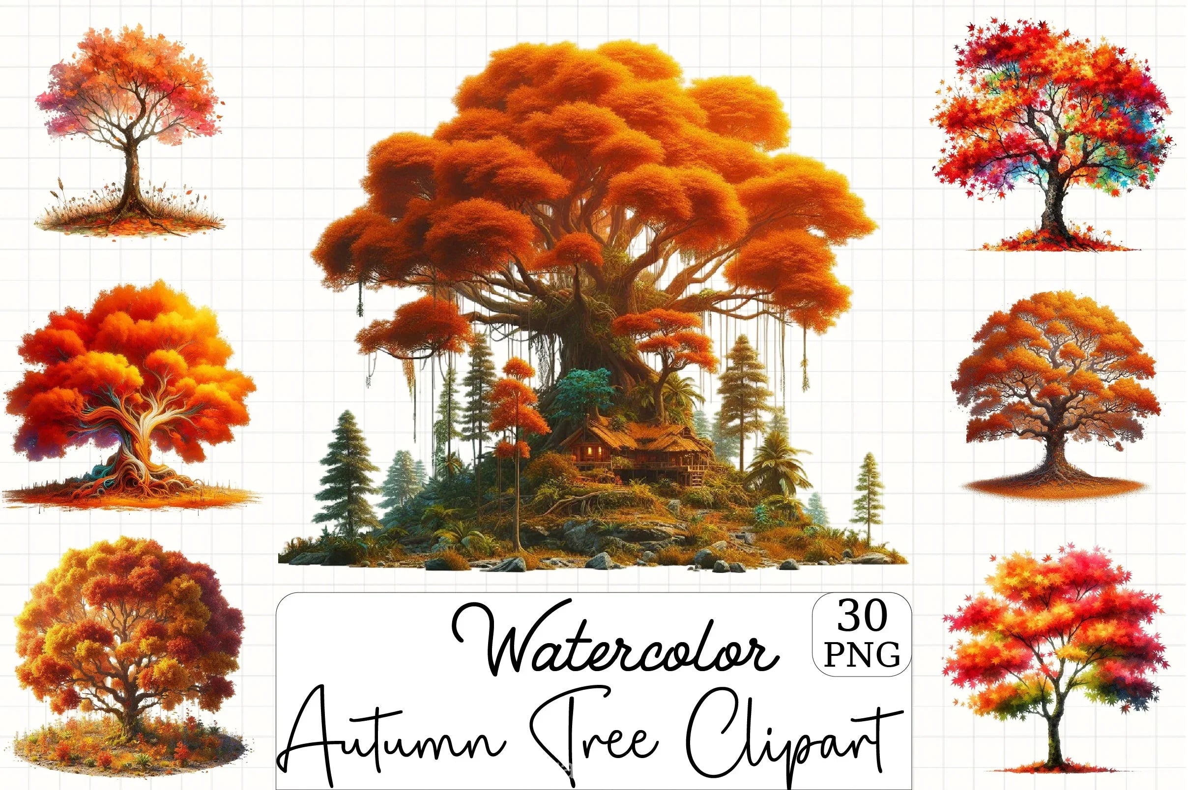 Autumn Tree Clipart Bundle - CraftNest - Digital Crafting and Art