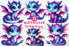 Cute Baby Dragons Clipart Bundle - CraftNest - Digital Crafting and Art