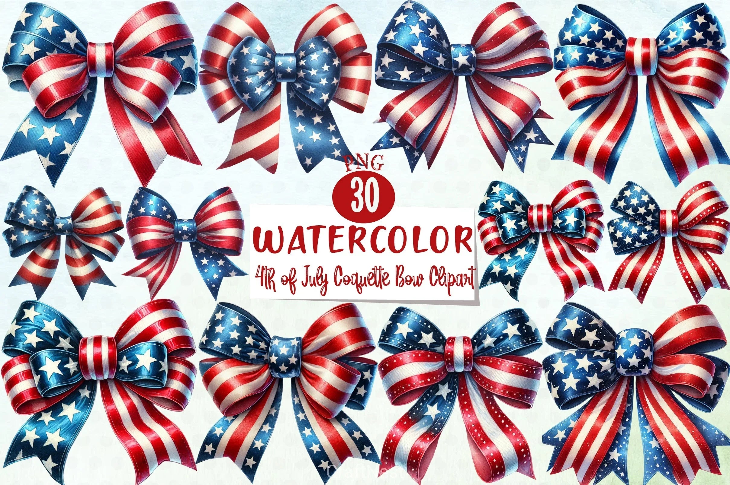 4th of July Bow Clipart Bundle 4 - CraftNest - Digital Crafting and Art