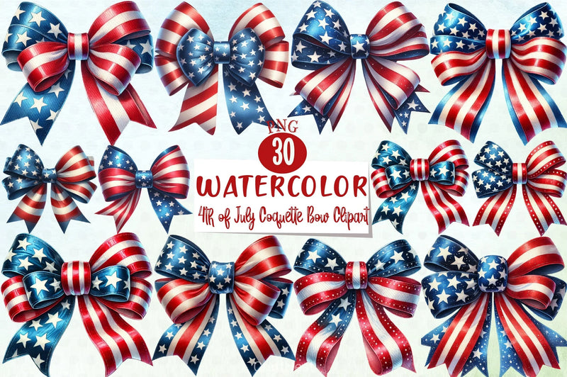 4th of July Bow Clipart Bundle 4 - CraftNest - Digital Crafting and Art