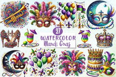 Glitter Mardi Gras Clipart Bundle - CraftNest - Digital Crafting and Art