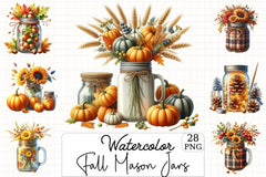 Fall Mason Jars Clipart Bundle - CraftNest - Digital Crafting and Art