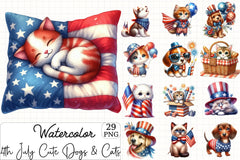 4th July Cute Pets Clipart Bundle - CraftNest - Digital Crafting and Art
