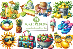 Summer Sun Tropical Food & Drink Clipart Bundle - CraftNest - Digital Crafting and Art