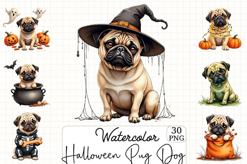 Halloween Pug Clipart Bundle - CraftNest - Digital Crafting and Art